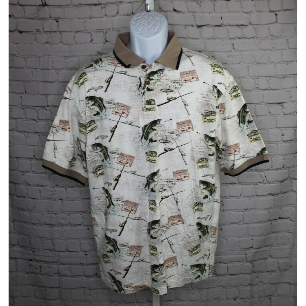 American Summer Clothing Co, Men's Fishing Polo Shirt, Size Large Casual EUC